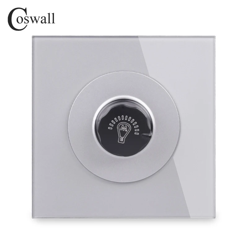 COSWALL регулятор яркости только для лампы накаливания, Хрустальная стеклянная панель, настенный светильник, переключатель 15~ 500 Вт AC 220 В серии R11, серый цвет