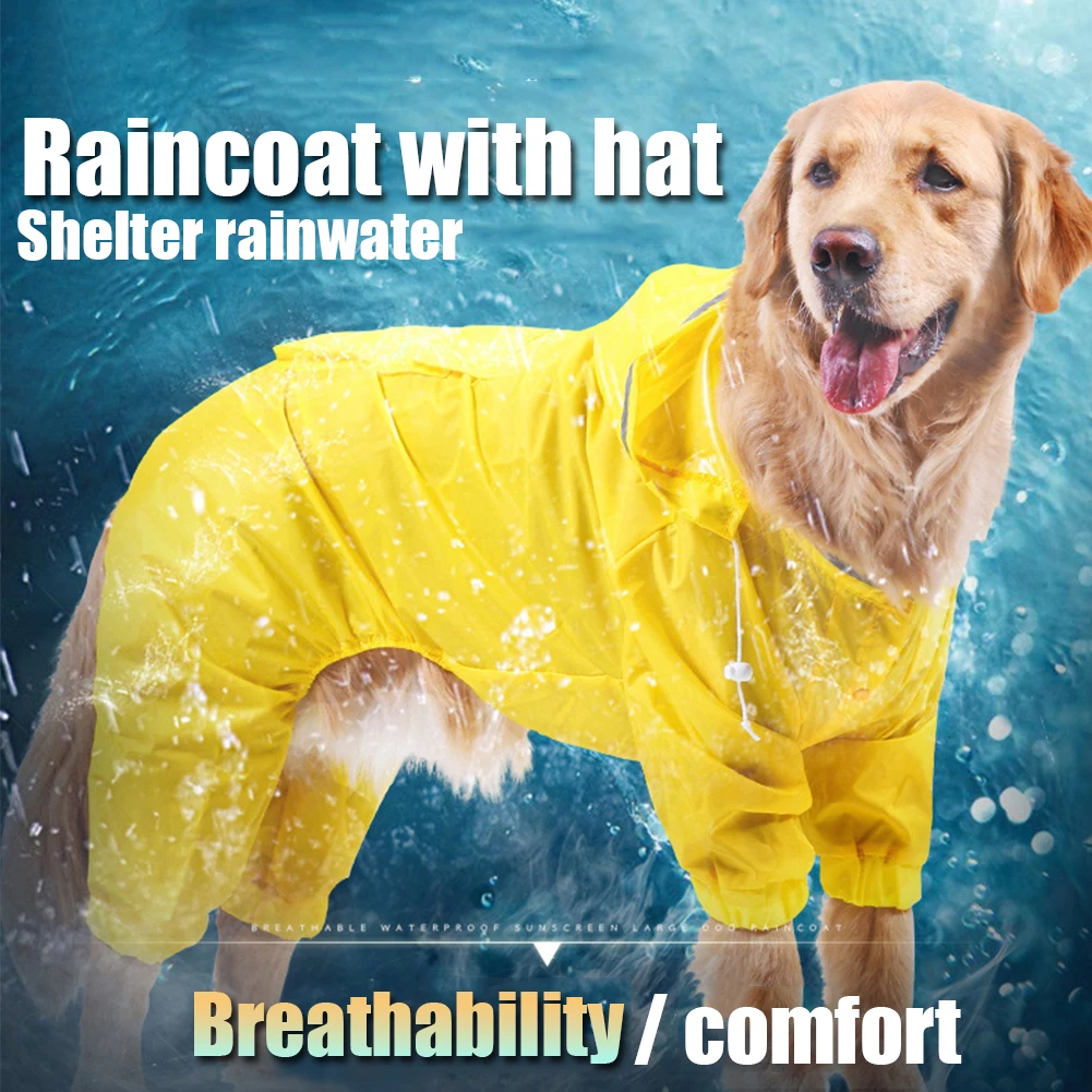 Дождевик для собак, комбинезон с капюшоном, водонепроницаемая одежда для улицы, золотистый ретривер, портативный, безопасный, с отверстием, лабрадор, товары для домашних животных, самоед