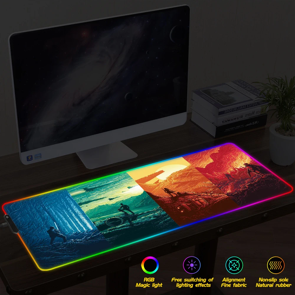 Волшебный коврик для мыши с RGB замком, Led, смена цвета, легкий челнок, популярные узоры пленки в Европе и Америке, для использования в офисе в ночное время