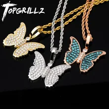 TOPGRILLZ, кубический циркон, шикарные насекомые, Бабочка, ожерелье и подвеска для мужчин и женщин, хип-хоп рок, ювелирные изделия, CZ ожерелье s для подарков