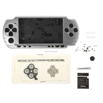 

Silver Full Housing Shell Faceplate Case Parts Replacement For Sony PSP 2000 Game Console Shell Cover Case with Buttons Kit