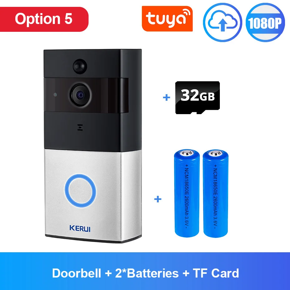 audio video intercom system KERUI Tuya 1080P Smart  Life  Tuya App Wifi Intercom Video Doorbell Wireless Security Cam  Two Way Audio Night Vision  Door Bell doorphone Door Intercom Systems