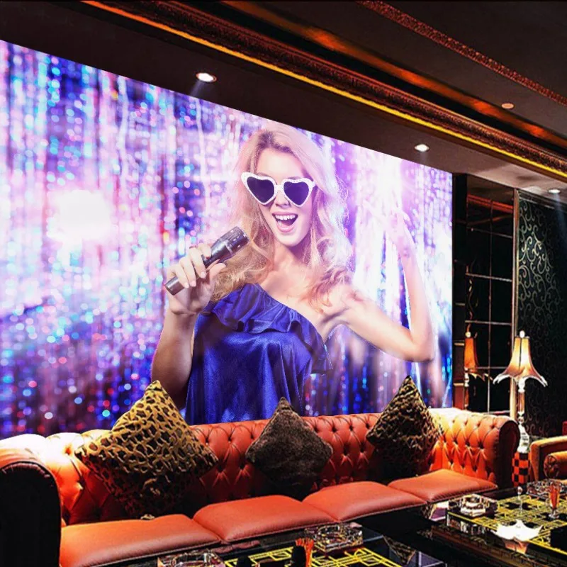 

Dropship Custom Mural Modern Design Europe And United States Sexy Girl Singing Bar KTV Background Wall Paper Mural
