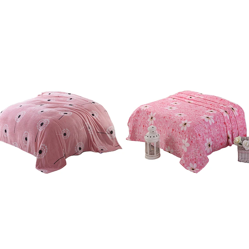 Comfortable Soft Blanket Pink Dandelion Pattern Thick Flannel Sofa Blanket Bed Sofa / Bed / Sofa / Car Multi-Purpose