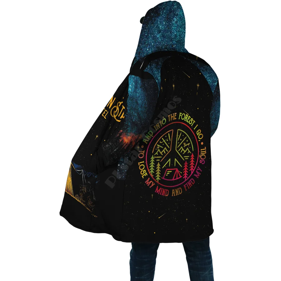 Winter Men For Women Hooded Cloak Camping Cloak Winter Camping 3D Over Printed Cloak Fleece Wind breaker Warm Hood Cloak