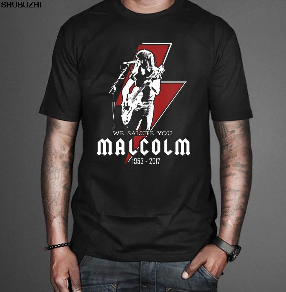 

Malcolm Young ACDC Tribute T-Shirt Free Shipping Men T Shirt Summer Short Sleeves Cotton Fashion High Quality top tee sbz4239