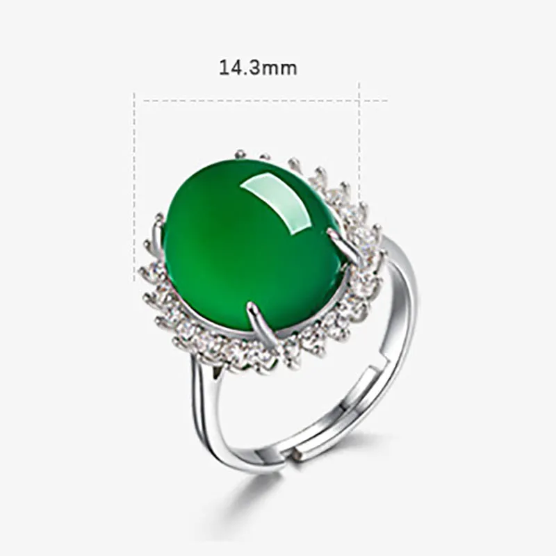 Женское серебряное кольцо Cellacity 925, хорошее ювелирное изделие с зеленым халцедоном, драгоценные камни, этнический подарок на праздник, юбилей, аксессуары
