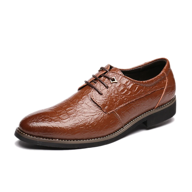 Misalwa/брендовые Классические Мужские модельные туфли в деловом стиле; винтажные кожаные мужские повседневные туфли-оксфорды; Цвет Черный; большие размеры 37-48 - Цвет: BROWN