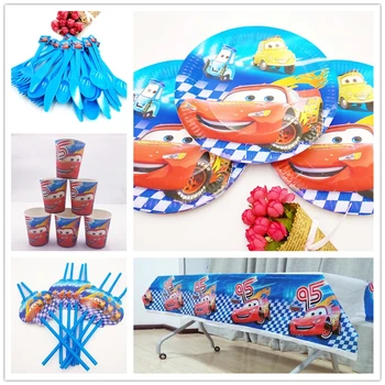 

61pcs Disney Lightning McQueen Cartoon Cars Paper Plate Kids Boys Favor Happy Birthday Party Supplies Decor