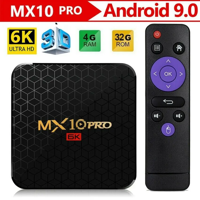 ТВ приставка MX10 PRO на Android 9 0 4 ГБ 64 6K видеоплеер четырехъядерный Allwinner H6 USB 3 Wi Fi