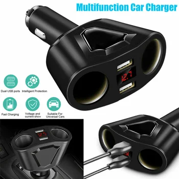 

Car LCD Cigar Lighter Socket Splitter Dual USB Charger Power Adapter DC 12V Dual USB Produces Max 5V/3.1A Output Current
