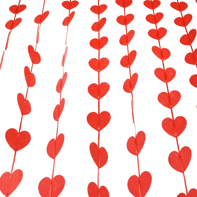 5set(100pcs heart) Wedding Decorations Red Heart Banner Garland DIY Non-woven Love Curtain Wedding Christmas Party Decor Supplie