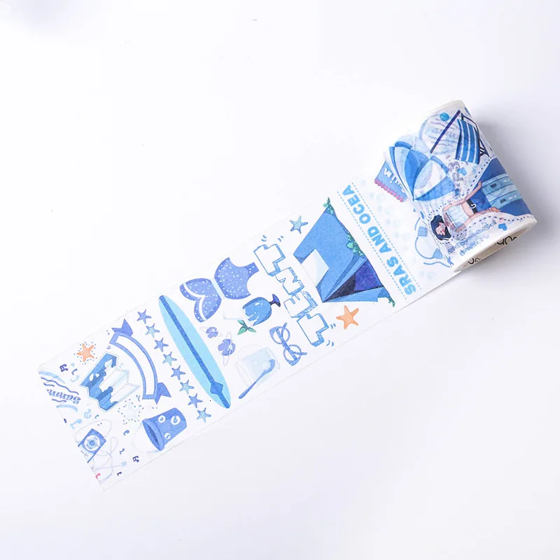 Blue Креативная красочная Маскировочная лента DIY Настольная декоративная лента для дневника Клейкая Бумажная лента Kawaii ленты с рисунком канцелярские принадлежности 024079 - Цвет: Blue