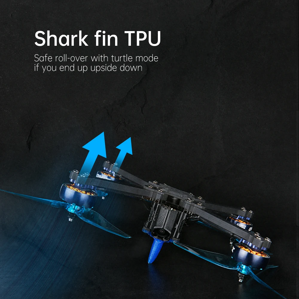 iFlight Mach R5 HD FPV Drone, Shark fin TPU Safe roll-over with turtle mode if you end up upside