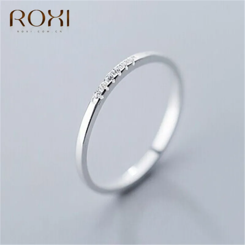 ROXI, 925 пробы, серебряные, прозрачные, CZ, простые кольца на палец для женщин, обручальное, обручальное кольцо, штабелируемое, юбилейное кольцо, вечность