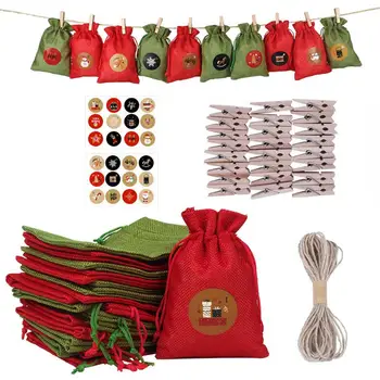 

Christmas Advent Calendar Sack Gift Bags Linen 2021 New Year 24 Day Countdown Advent Calendar Bags With Clip Rope Christmas Gift