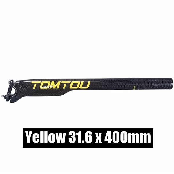 yellow - 31.6X400mm TOMTOU Gloss 3K Углеволокно Подседельный штырь ломающийся ветровой велосипед подседельная труба для велосипеда 27,2/30,8/31,6*400 мм велосипедные части - Цвет: yellow - 31.6X400mm