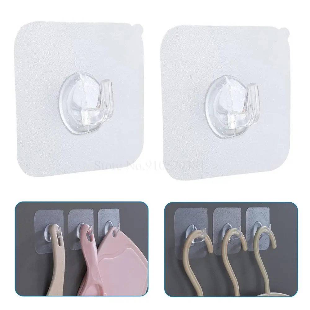 Colgadores de pared de puerta autoadhesivos, transparentes, fuertes, para cocina, accesorios mágicos de baño, gancho para almacenamiento de silicona, 50/5 Uds.