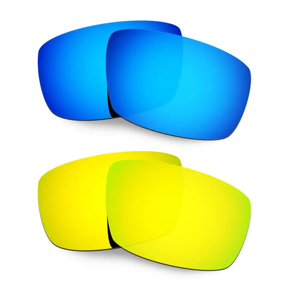 

HKUCO For Spy Optic Logan Sunglasses Polarized Replacement Lenses 2 Pairs Blue & Gold