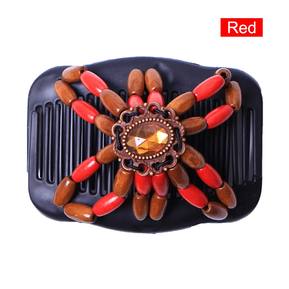 Hot Double Beaded Hair Magic Comb Clip Beads Elastic Hairpin Bun Maker Pins Hair Styling CNT 66 - Цвет: Черный