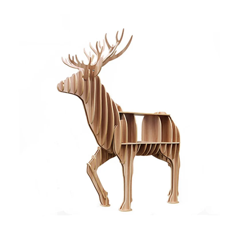 

DIY Nordic North European Style Deer Side Table Storage Book Shelf Animal Wooden Coffee Plant Table