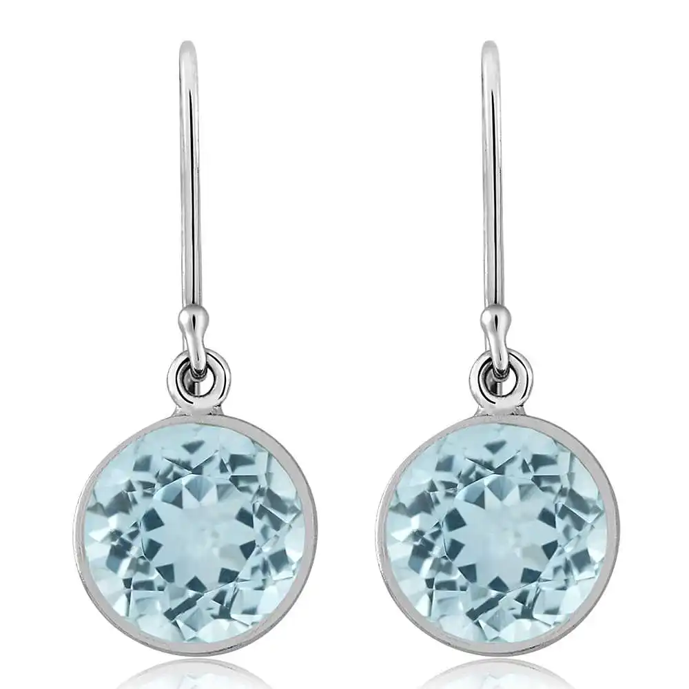 6.50 СТ природный голубой топаз 9 мм круглый 925 мотаться серьги|earrings for|earrings for