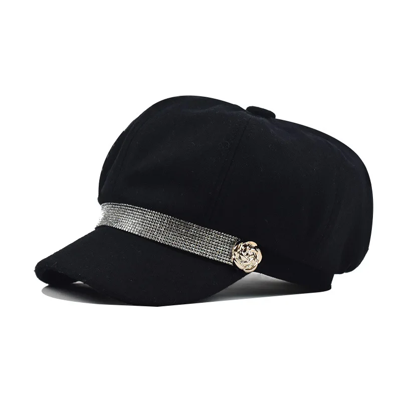 

Autumn Winter Hats for Women Solid Plain Octagonal Newsboy Cap Men Ladies Casual Wool Hat Winter Beret Women Painter Cap