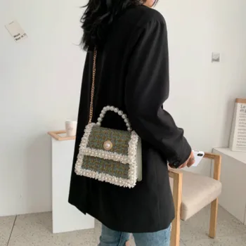 

Luxury Fashion Mini Pearl Bag Women's Bag Designer New Chain Single Shoulder Bag Messenger Bag Handbag Small Square Bag