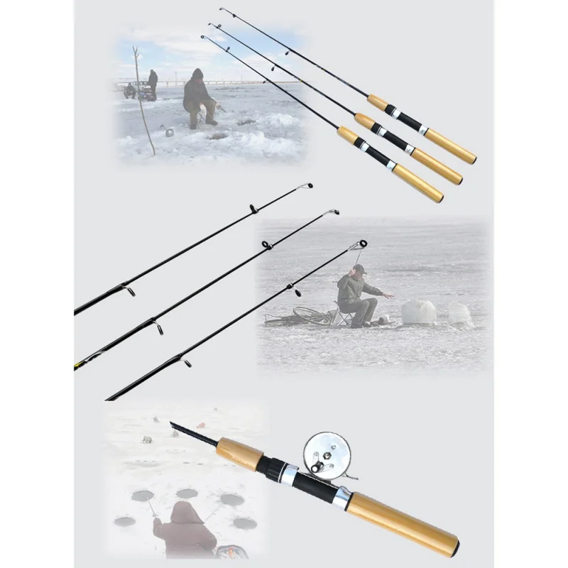 1pc Winter Ice Fishing Rods with Fishing Reels To Choose Rod Combo Pen Pole Lures Tackle Spinning Casting Hard Rod