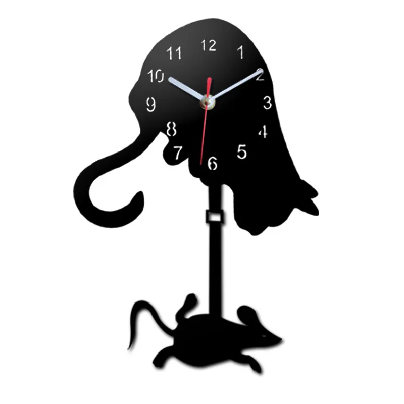 Креативные Акриловые Детские Кварцевые часы «сделай сам» Sway Dynamic Tail Cute mouse настенные часы