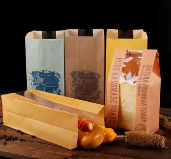 

100Pcs/lot Kraft Paper Toast Bread Bag Candy Cookies Dessert Bag Wedding Home Party Birthday Gift Packaging