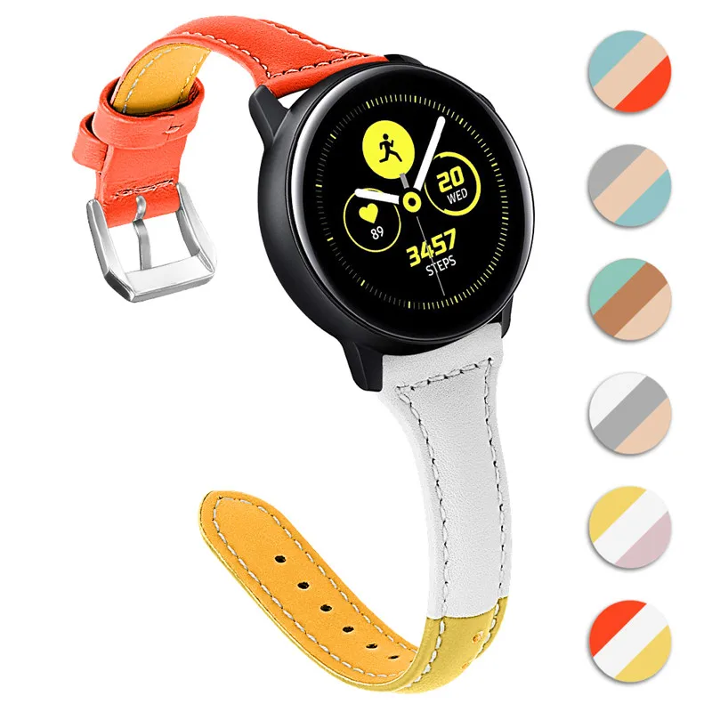 20mm Leather contrast strap 22mm For Samsung Gear S3 Galaxy Watch 46 42mm Sport Wristband bracelet huami amazfit Bip active Gear