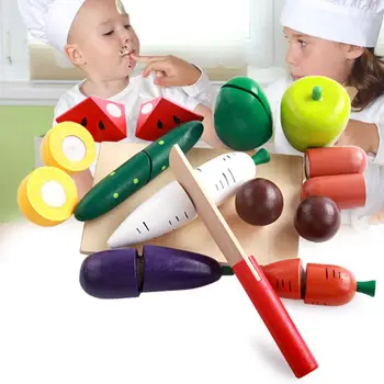 

Wooden Cutting Vegetables Set Pretend Play Kitchen Toy K92D
