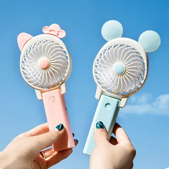 

Summer Cooling Charging Mini Cartoon Hand-held USB Electric Fan Foldable Student Fan Portable Office Outdoor Travel Home
