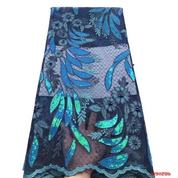 

Bright double mesh with beads and sequins African Net Embroidery Tulle Lace Fabric f191128