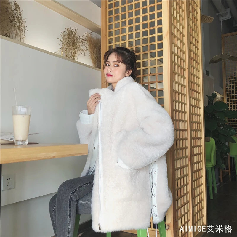 women's clothing winter outerwear coats new lambs wool plush curly fur coat Leather grass 1018
