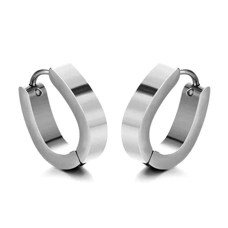 1 Pair Punk Men/Women Small Ear Circle Earrings Stainless Steel Piercing Ear Buckles Heart Round Hoop Earring Gothic Jewelry - Окраска металла: Style 11