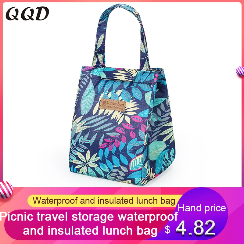 QQD-bolsa térmica reutilizable para el almuerzo para mujer, bolso enfriador impermeable portátil, para Picnic, viajes, almacenamiento, oficina y desayuno