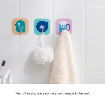 

4Pcs/Set Sticky Hook Cartoon Traceless Strong Sticky Hooks Kitchen Bathrooms Wall Storage Hooks Holder Strong Rack Home Ornament