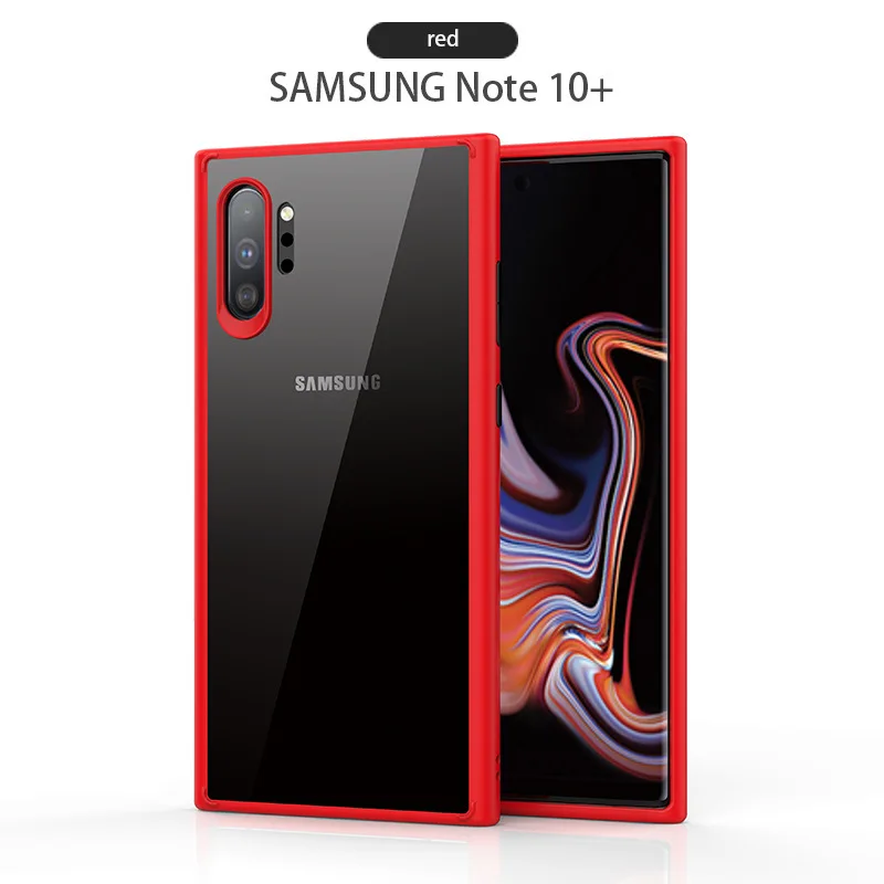 Прозрачный креативный противоударный чехол для телефона samsung Galaxy Note10 Note10+ ударопрочный защитный чехол-бампер - Цвет: Красный
