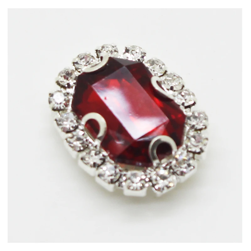 17 Dark red Стиль, 10 шт., прямоугольные Стразы Arc, акриловые пуговицы для одежды, поделки своими руками, декоративные изделия для шитья, металлические аксессуары, 20*15 мм - Цвет: 17 Dark red