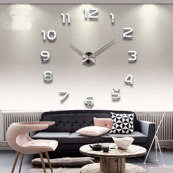 

Golden 3D Frameless Wall Clocks DIY Hanging Clock Mute Silent Wall Sticked Digital Clock Home Office Room Decorations No Battery