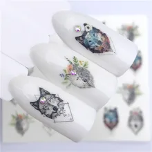 AliExpress желаю Лидер продаж Рождественская наклейка для ногтей волк цветы роспись ногтей YZW3077