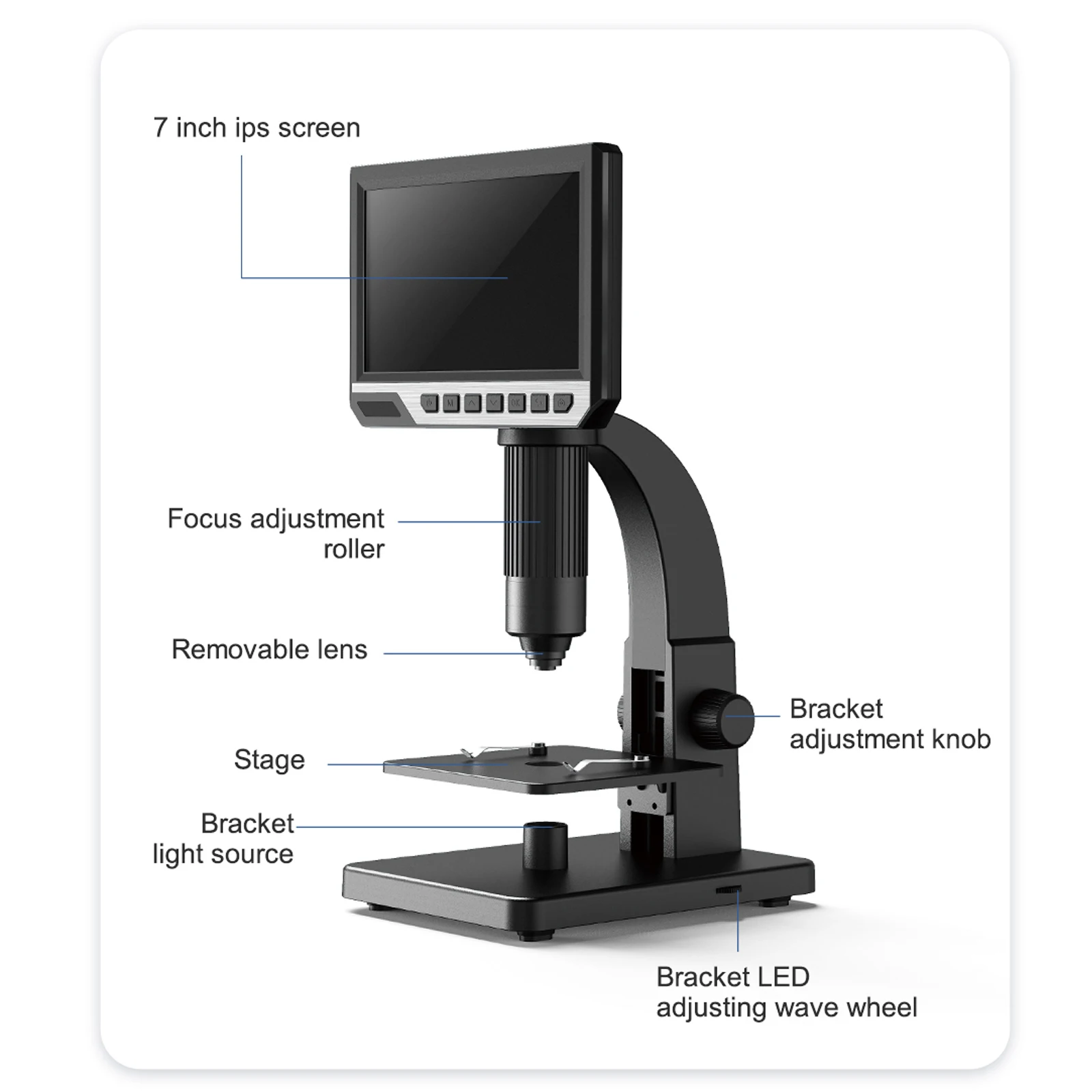 Inskam315 HD 7 Inch 2000X Digital Microscope for DIY 500X 1000X USB Industrial Microscopes Continuous Amplification Magnifier