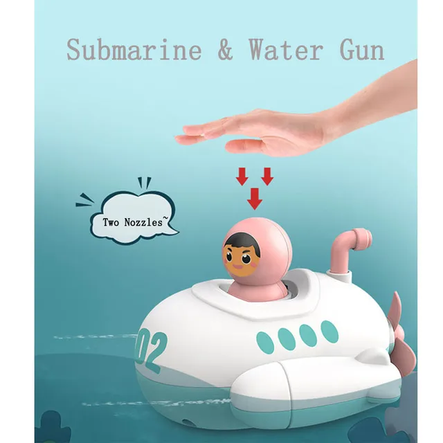 Novelty Baby Bath Toys Bathtub Water Game Gifts Pull Ring Water Spray Submarine Toys Cute Animal Sprinkler Toys For Baby Shower 4