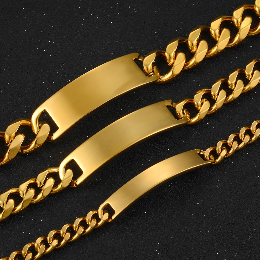 New Style Stainless steel Gold Color Men Bracelet Cuban Chain For Women Hip Hop Punk Fashion High Quality Jewelry