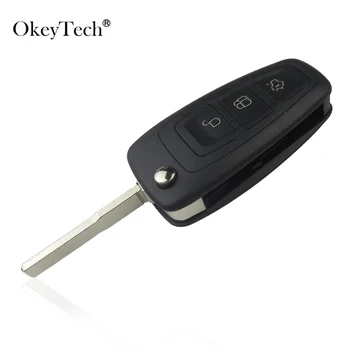 

OkeyTech 3 Buttons Flip key Folding car Remote Key Shell For Ford Focus 3 Fiesta connect mondeo c max smart key cover Case Fob