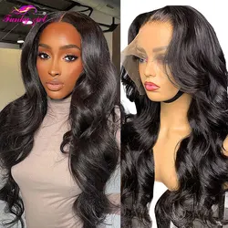 32inch Transparent Body Wave Lace Front Human Hair Wig Brazilian Body Wave Lace Frontal Wigs For Women 180% 4x4 Lace Closure Wig