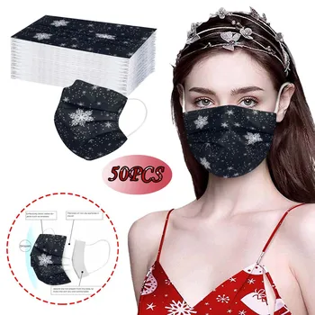 

Black Snow Print Mascara Para Adultos Masque Adult Printing Disposable Protection 3 Layer Nose Strip 50pcs Send Fast Large Stock