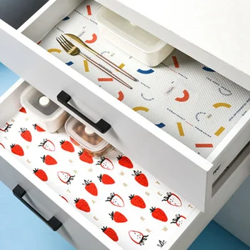 

1 Roll Kitchen Sticker Table Mat Drawers Cabinet Shelf Liners Colorful Pad Printing Oil-proof Household Waterproof Paper